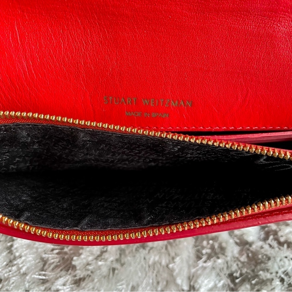Stuart Weitzman NIB Red Leather Chain Crossbody - Picture 10 of 14